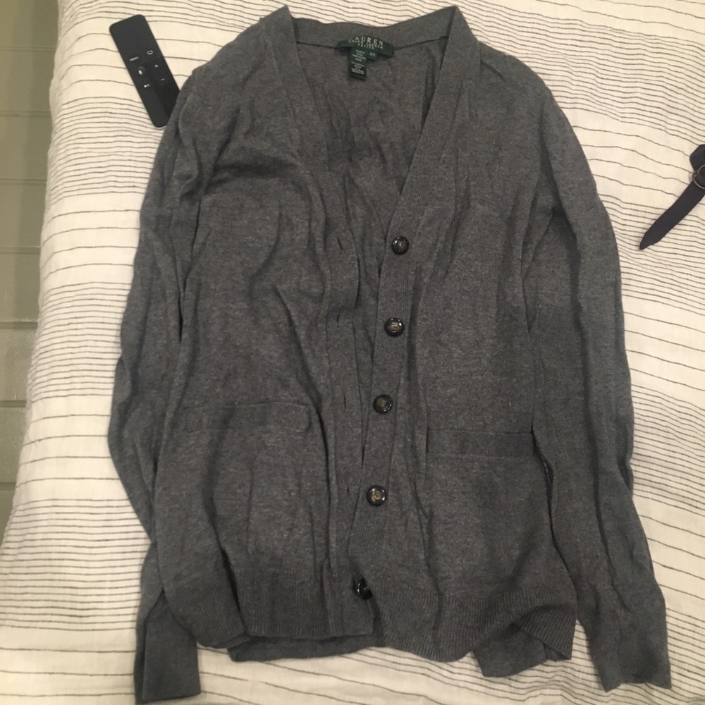 Ralph Lauren gray cardigan sweater